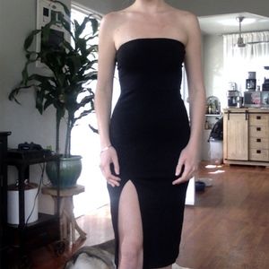 Black Strapless Dress with Slit